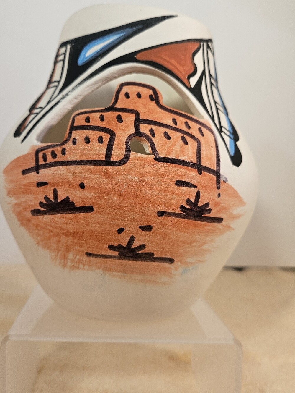Vintage Jemez Pueblo Cutout Pottery Vase L Toya NM Native American Art